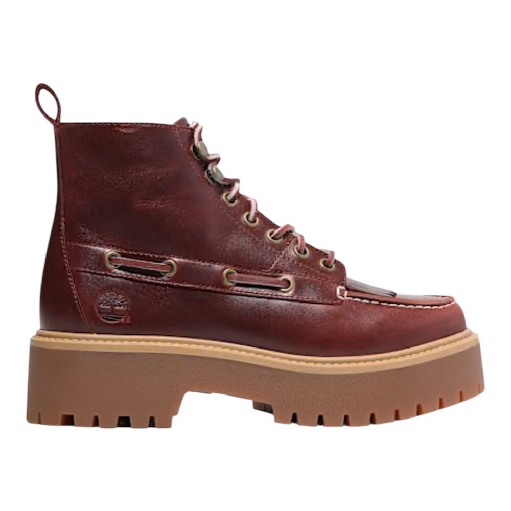 Timberland Women's Lace Up Boots - Burgundy and Tan